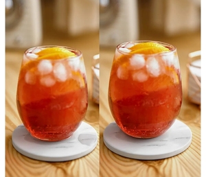 Elegant Set of 4 Natural <b>White</b> Marble Stone <b>Coasters</b> Durable Stylish Functional Handcrafted Mats and Pads - Product Image 2