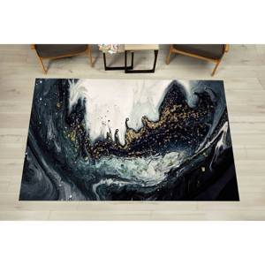 Tapis en marbre noir et or : Tapis d'appoint de luxe, lavable en machine, tapis fin non tissé - Product Image 2