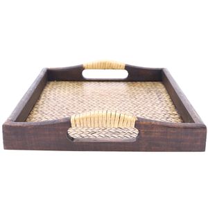 Petit plateau de service en bambou naturel avec poignées, fournisseur de plateaux décoratifs en bois, offre spéciale - Product Image 3