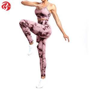 Best Selling Women's Active Wear Yoga <b>Set</b> Custom Logo Breathable Stylish Pattern Decorated Plus Size Workout Clothing - Product Image 4