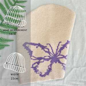 Bajo MOQ Fabricantes de gorros personalizados All Over Print Jacquard Y2K Gothic No Cuff Fold Cuffless Gorro de invierno de punto - Product Image 3