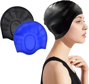 Wholesale High Quality Customized Swimming Caps Silicone Printed Custom Print Waterproof Ear Protection Swim Cap