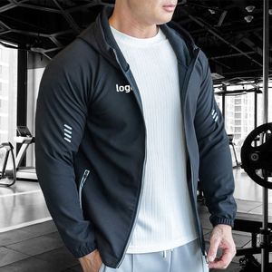 Ropa deportiva para hombre, chaquetas cortavientos de secado rápido, chaqueta impermeable para senderismo y correr con cierre de cremallera, diseño estampado de invierno - Product Image 1