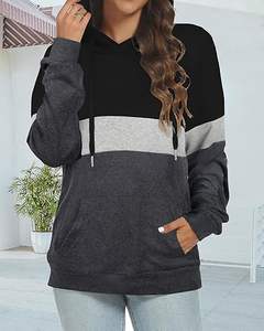 เสื้อสเวตเชิ้ตมีฮู้ดแขนยาวสำหรับผู้หญิงมีกระเป๋าจิงโจ้ - Product Image 5