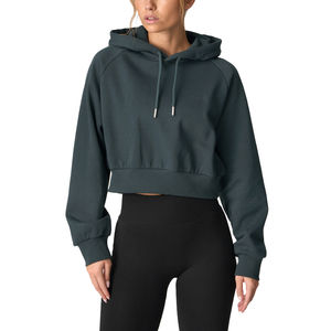 Sudaderas con capucha para mujer, ropa de calle, sudaderas con Top corto, ropa de invierno informal, sudaderas con capucha recortadas personalizadas de lana de manga larga - Product Image 1