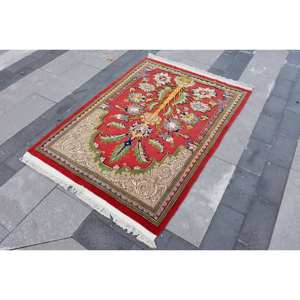 Alfombra ecológica tradicional de lana rojo Beige de 3,6x5,2 pies área grande rectángulo turco comedor Patchwork 10mm habitación de piel - Product Image 2