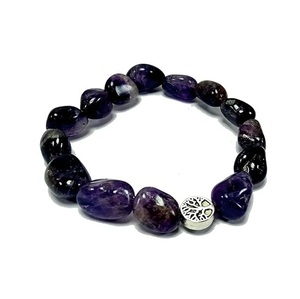 สร้อยข้อมือคริสตัล อเมทิสต์ ทรงกลมเล็ก ประดับด้วยต้นไม้แห่งชีวิต ลูกปัดกลม 8 มม. หินพลอย แฟชั่น ของขวัญสำหรับผู้ชายและผู้หญิง เสริมพลังงาน - Product Image 2