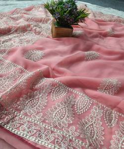 Lo último en ropa formal de Sari de lino con bordado Zari para reuniones de oficina, ropa de oficina, Sari de rayón con patrón para días de trabajo. - Product Image 2