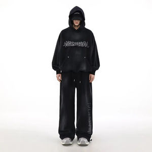 Prix usine homme à capuche américain délavé sweat à capuche surdimensionné lettre imprimé unisexe pullover sweats à capuche pour hommes - Product Image 2