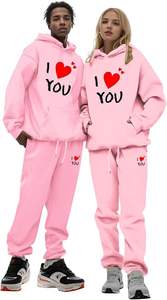 Conjunto Deportivo Personalizado para Parejas, Día de San Valentín 2026 |   Sudadera con Capucha y Pantalones Deportivos de Felpa 100% Algodón para Hombre y Mujer | - Product Image 4