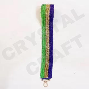 Mardi Gras personalizado oro blanco semilla bolsa de cuentas correas 'Hook Em Horns' accesorio de moda correa de monedero con cuentas - Product Image 1