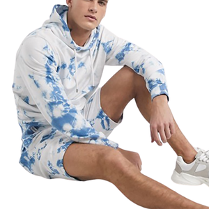 Hauts et pantalons d'été à manches courtes en tissu éponge solide pour hommes T-shirt décontracté respirant Offre Spéciale - Product Image 5