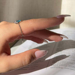 Anillo de Cadena de Plata Hallmark con Aguamarina para Compromiso - Product Image 3