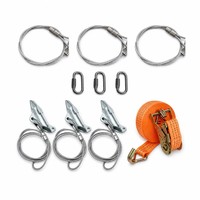 Kit de renforcement pour palmiers avec ancrages au sol de type bec de canard, câbles en acier et sangle à cliquet pour le soutien des arbres