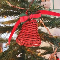 Cloche de Noël en rotin tressé à la main, écologique, de luxe, taille personnalisée, décoration de la maison, ornement de boule de Noël