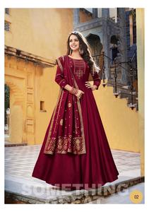 El último vestido de seda pura bordado de trabajo pesado Khalid Dupptta Colección de Bodas de Estilo Vintage para fiestas Venta en línea - Product Image 4