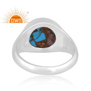 Vente chaude Fine Sterling Silver Mojave Cuivre Rose Opale Turquoise Gemstone Dome Design Ring Fabricant de bijoux personnalisé - Product Image 4