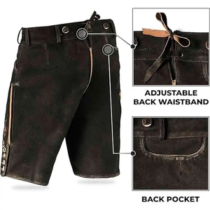 Pantalones cortos bávaros Lederhosen unisex cuero original impreso traje tradicional alemán directo de fábrica | último diseño de moda - Product Image 5