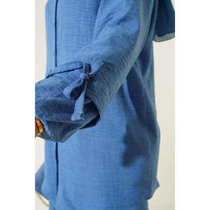 Conjunto de 2 Piezas de Lino con Botones Azul - Product Image 1