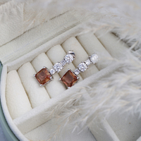 Boucles d'oreilles clous carrées en zircon CZ plaqué or, tendance, faites à la main, en argent sterling 925, bijoux pour cadeau de fête