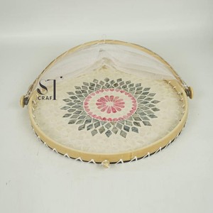 Couvre-plat élégant en bambou avec couvercle, élégantes assiettes en nacre, récipient de rangement pour aliments, fabriqué à la main au Vietnam - Product Image 2