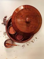 Boîte à épices et à noix en bois d'acacia carrée artisanale Aaliyan Impex, 9 compartiments, écologique, pour la cuisine et le rangement à domicile