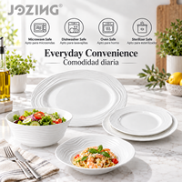 Lot de 5 pièces de vaisselle en porcelaine blanche, assiettes à bord ondulé et bols côtelés, pour hôtels, vente en gros d'usine, stock disponible en vrac