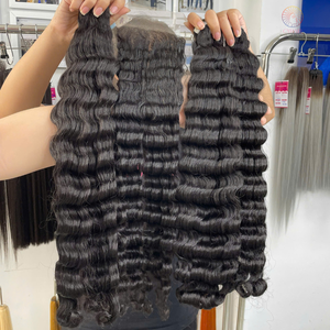 100% cabello Remy vietnamita crudo sin procesar ondulado profundo Natural Se puede teñir todos los colores gran venta en cabello humano de onda profunda - Product Image 1