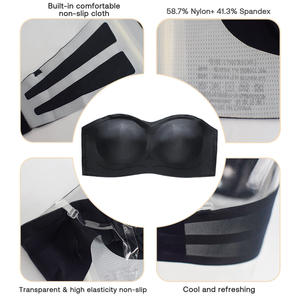 Wholesale Thin Padded Non-Slip Bandeau Seamless Tube Top Bralette <strong>Strapless</strong> <strong>Bra</strong> with <strong>Clear</strong> TPU Straps for Women Plus Size Breast - Product Image 3
