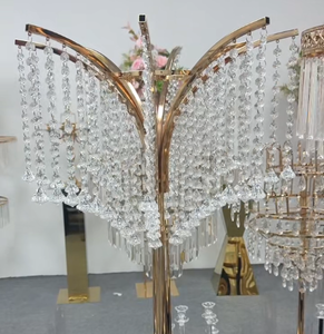 Support à fleurs moderne en métal doré, centre de table en acrylique et <span class=keywords><strong>cristal</strong></span> pour mariage, <span class=keywords><strong>d</strong></span>écoration de table pour fête et mariage - Product Image 3