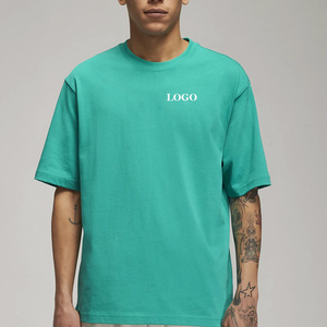 T-shirt uni à manches courtes en coton vierge noir pour hommes, dernier modèle, 2025/OEM, coupe régulière et lourde, impression de logo personnalisé - Product Image 1