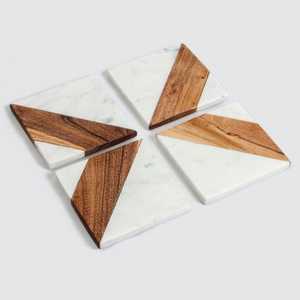 Modern Classic Style Bone Inlay 4 Piece <b>Coaster</b> <b>Set</b> High Quality Handmade Wooden Mats Pads Custom Logo for Tea Coffee - Product Image 1
