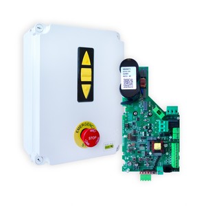Kit d'automatisation de porte industrielle fiable ELSAMEC avec télécommande, en aluminium, acier et plastique durables, installation facile par vis, complet - Product Image 1