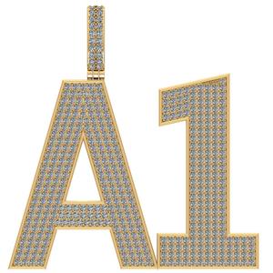 Dernière conception de 1.50 carats forme ronde diamant cultivé en laboratoire initial dernier pendentif VVS VS clarté DEF couleur pendentif en or 14K - Product Image 1