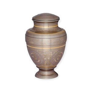 Urne commémorative en laiton antique gravée, urne traditionnelle pour cendres - Product Image 4