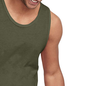 Camiseta sin mangas verde oliva para hombre, chaleco de entrenamiento de gimnasio sin mangas, ropa de calle informal, ropa deportiva que absorbe la humedad - Product Image 1