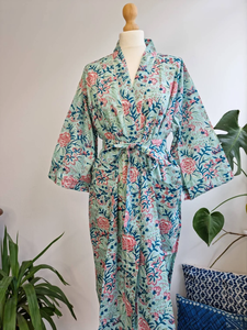 100% algodón puro estampado a mano Floral Kimono suave verano casa bata/playa cubierta para maternidad estilo Casual para primavera - Product Image 4