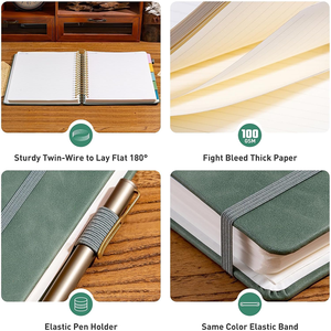 <span class=keywords><strong>Quaderno</strong></span> a <span class=keywords><strong>Spirale</strong></span> con Copertina Rigida, 5 Scomparti, 300 Pagine, Righe College, in Pelle, per Scuola, Ufficio, Regalo, <span class=keywords><strong>Grande</strong></span> Formato, per Studenti, con Pagine Spesse - Product Image 3