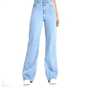 Alta calidad mujeres media cintura encaje hasta suelta Casual Streetwear recto Jeans pantalones de mezclilla Vintage 100% algodón transpirable lavable - Product Image 3