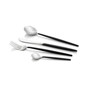 Luxe tactile métal noir poignée 4 pièces ensemble de couverts mariage hôtel restaurant au prix de gros - Product Image 2