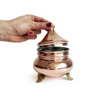 ตุรกีทําด้วยมือ Kafkas ทองแดงกาวกาซีกระทบมือเครื่องเทศสมุนไพรคอนเทนเนอร์น้ําตาลพร้อมฝาปิด - Product Image 2