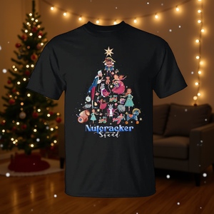 T-shirt promotionnel de Noël avec motif Casse-Noisette, Ballet, Arbre de Noël et Lumières de Noël - Product Image 3