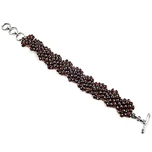Women's <b>Gold</b> Plated Beaded Garnet <b>Bracelet</b> Statement Religious Jewelry with Amethyst <b>Pearl</b> Diamond Ball-shaped Bangles - Product Image 1