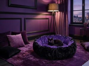 Amistar CozyNest Deluxe Round <b>Cat</b> Bed XL – Luxury Faux Fur with Deep Violet <b>Plush</b>, 102cm - Product Image 3