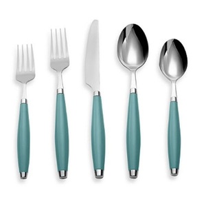 Poignée en résine vert de mer antique Ensemble de couverts Ensemble d'ustensiles en acier inoxydable argenté Ensemble de couverts de luxe à poignée de style baguette - Product Image 1