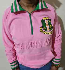 Sweat-shirt à capuche personnalisé OEM surdimensionné Polo Sorority Quarter Zip Embossed Clothing Hoodie - Product Image 5