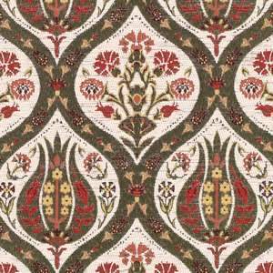 Tissu d'ameublement floral tulipe bohème en chenille blanche, tapisserie ethnique turque marocaine pour canapé, ottoman, coussin, décoration au mètre - Product Image 1