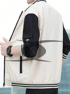 แจ็กเก็ตมีซิปสำหรับผู้ชายแจ็คเก็ตเลตเทอร์แมนมีซิปแจ็คเก็ตเบสบอลตัวอักษรมีซิปสำหรับผู้ชาย - Product Image 5