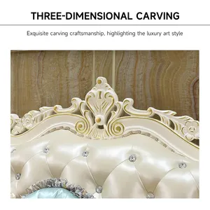 Meubles de salon élégants et somptueux, canapé de salon familial en cuir doré de luxe pour villa - Product Image 3