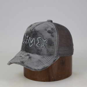 Custom Logo Embroidery Gorras 5-panel Mesh Trucker Hat Curved Brim Velvet Trucker Caps with high quality - Product Image 6